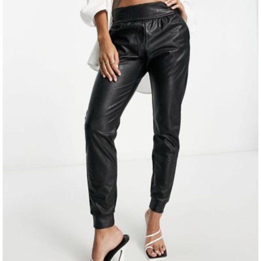 Commando Faux Leather Black Jogger Pants size Large